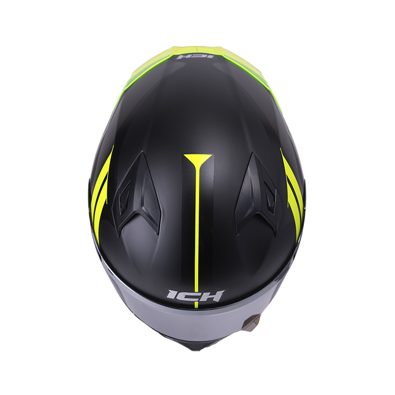 CASCO INTEGRAL ICH 503 NEZA NEGRO AMARILLO MATE VISOR SILVER 