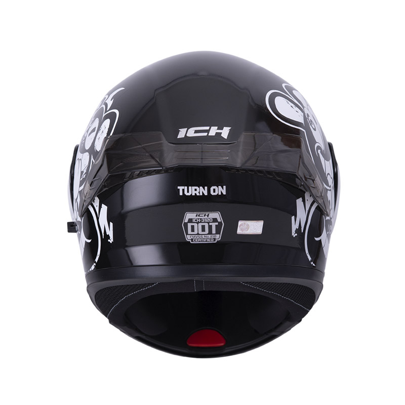 CASCO ABATIBLE ICH 3120 DOBLE VISOR TURN ON NEGRO BLANCO BRILLO VISOR SILVER