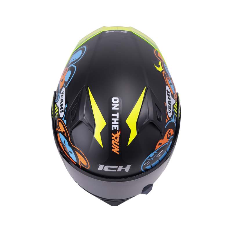 CASCO ABATIBLE ICH 3120 DOBLE VISOR TURN ON NEGRO NARANJA MATE VISOR NEGRO