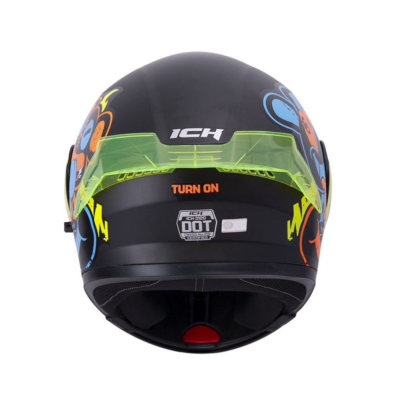 CASCO ABATIBLE ICH 3120 DOBLE VISOR TURN ON NEGRO NARANJA MATE VISOR NEGRO