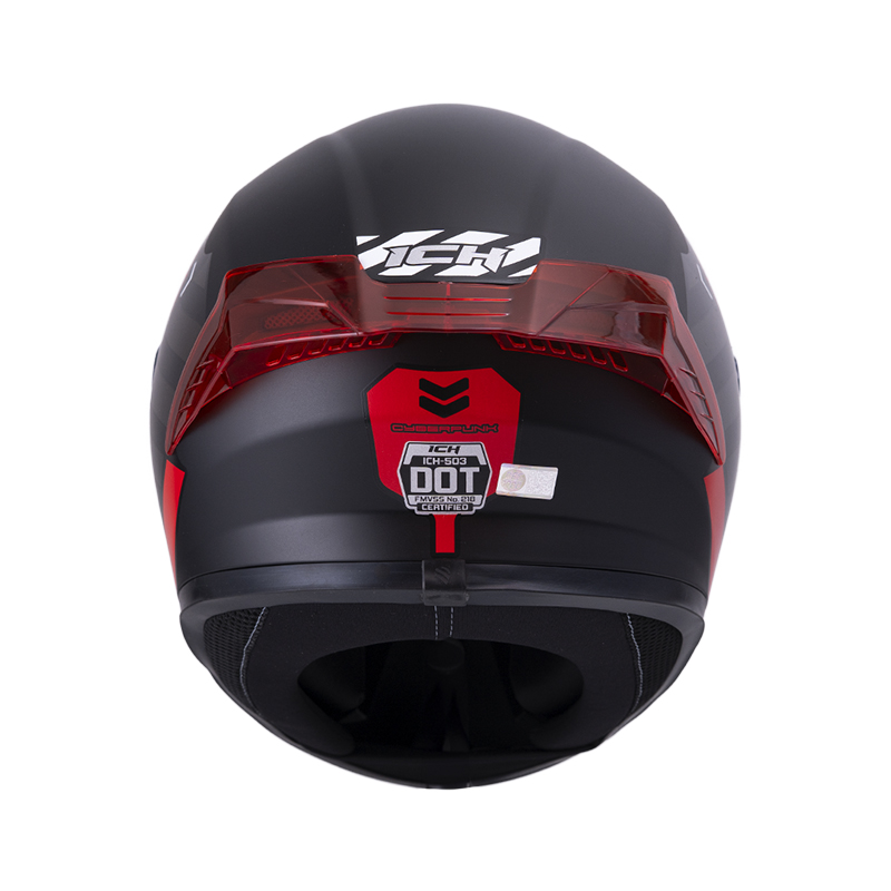 CASCO INTEGRAL ICH 503 CYBERPUNK NEGRO ROJO MATE VISOR TRANSPARENTE
