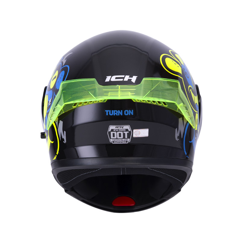 CASCO ABATIBLE ICH 3120 DOBLE VISOR TURN ON NEGRO AZUL BRILLO VISOR NEGRO