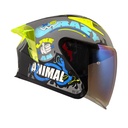 CASCO ABIERTO SHAFT SH226 GT ANYMANIAC GRIS AZUL MATE VISOR AZUL