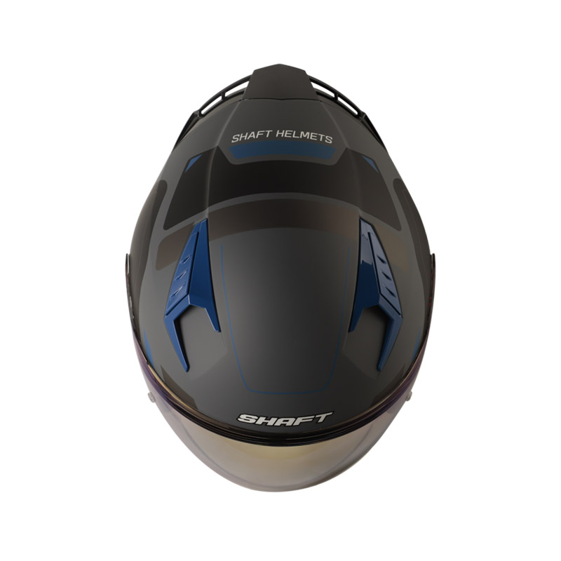 CASCO ABIERTO SHAFT SH226 GT BALAM GRIS OSCURO AZUL MATE VISOR AZUL