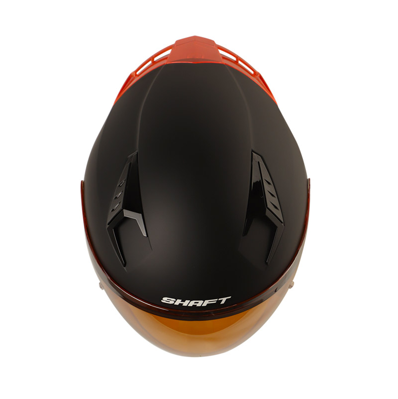 CASCO ABIERTO SHAFT SH226 GT SOLID NEGRO NARANJADO MATE VISOR NARANJADO