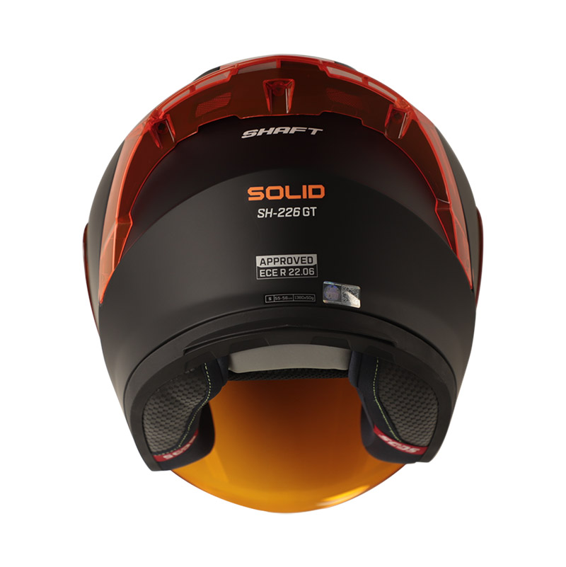 CASCO ABIERTO SHAFT SH226 GT SOLID NEGRO NARANJADO MATE VISOR NARANJADO
