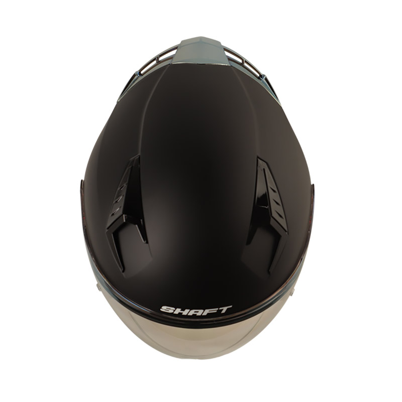 CASCO ABIERTO SHAFT SH226 GT SOLID NEGRO NEGRO MATE SPOILER IRIDIUM AZUL VISOR DORADO 