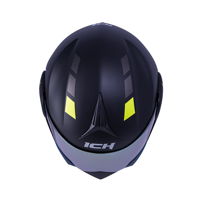 CASCO ABATIBLE ICH 3110DOT DOBLE VISOR REX NEGRO AMARILLO MATE VISOR DORADO