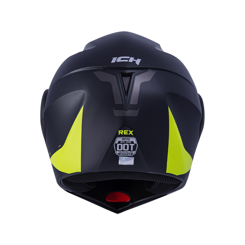 CASCO ABATIBLE ICH 3110DOT DOBLE VISOR REX NEGRO AMARILLO MATE VISOR DORADO