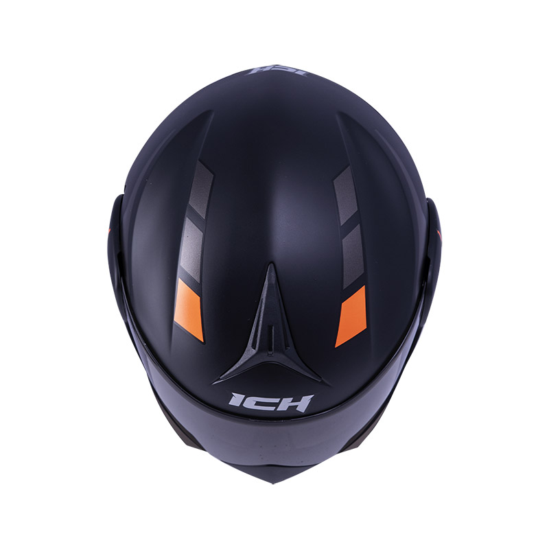 CASCO ABATIBLE ICH 3110DOT DOBLE VISOR REX NEGRO NARANJA MATE VISOR NEGRO