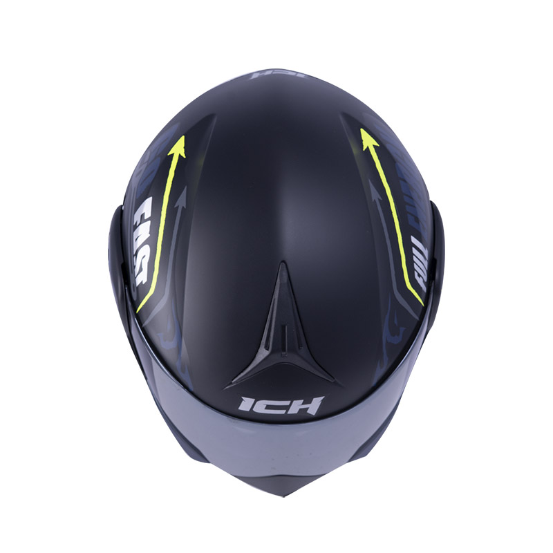 CASCO ABATIBLE ICH 3110DOT DOBLE VISOR SPEED MASTER NEGRO AMARILLO MATE VISOR SILVER