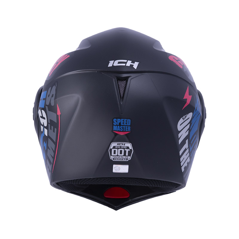 CASCO ABATIBLE ICH 3110DOT DOBLE VISOR SPEED MASTER NEGRO AZUL MATE VISOR AZUL