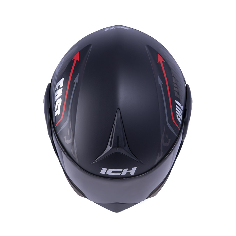 CASCO ABATIBLE ICH 3110DOT DOBLE VISOR SPEED MASTER NEGRO ROJO MATE VISOR AZUL