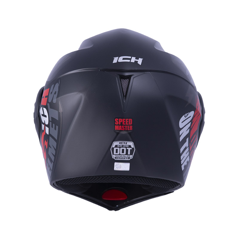 CASCO ABATIBLE ICH 3110DOT DOBLE VISOR SPEED MASTER NEGRO ROJO MATE VISOR AZUL