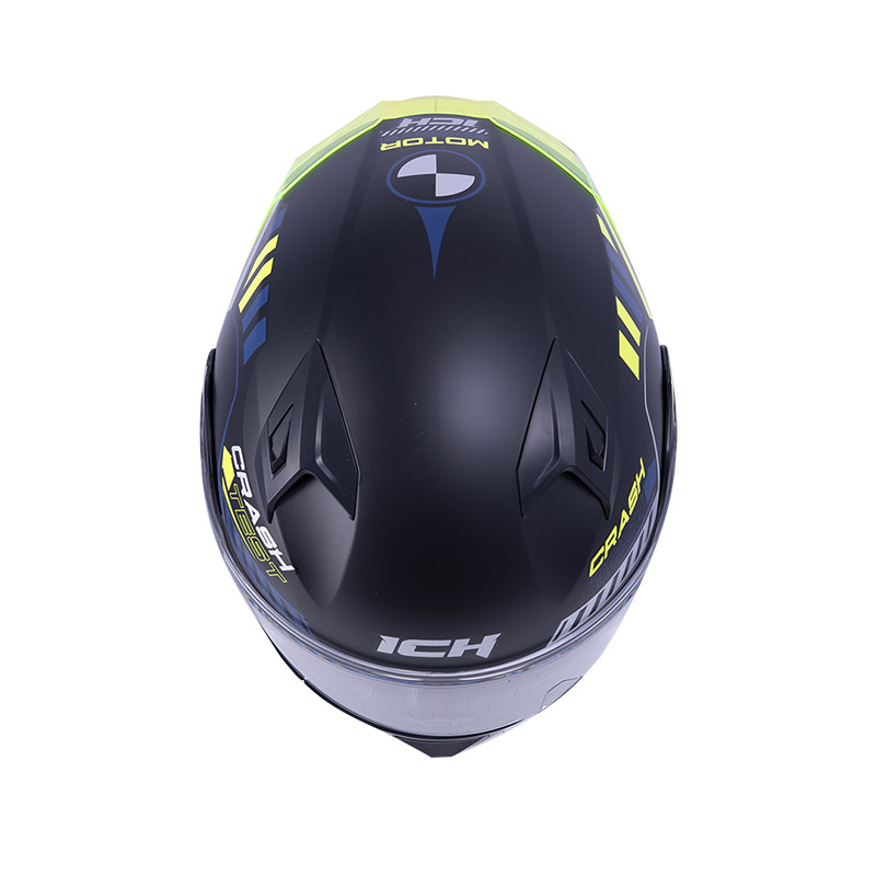 CASCO ABATIBLE ICH 3120 DOBLE VISOR COLOR TEST NEGRO AMARILLO MATE VISOR TRANSPARENTE