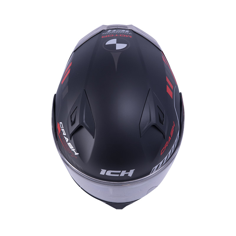 CASCO ABATIBLE ICH 3120 DOBLE VISOR COLOR TEST NEGRO ROJO MATE VISOR TRANSPARENTE