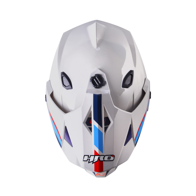 CASCO MULTIPROPOSITO HRO MX330 DOBLE VISOR DOWNHILL GRIS CLARO AZUL BRILLO