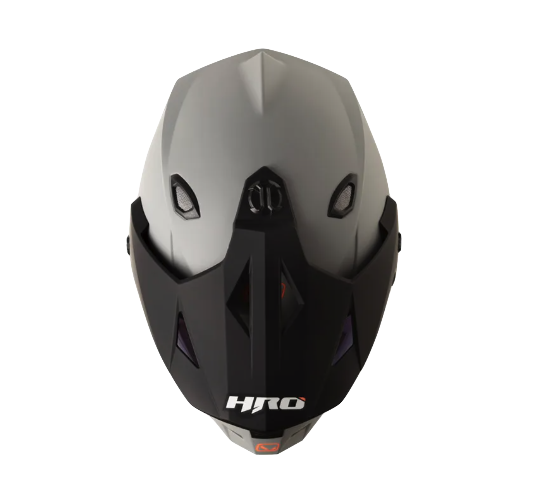 CASCO MULTIPROPOSITO HRO MX330 DOBLE VISOR SOLID GRIS SILVER MATE VISOR AZUL