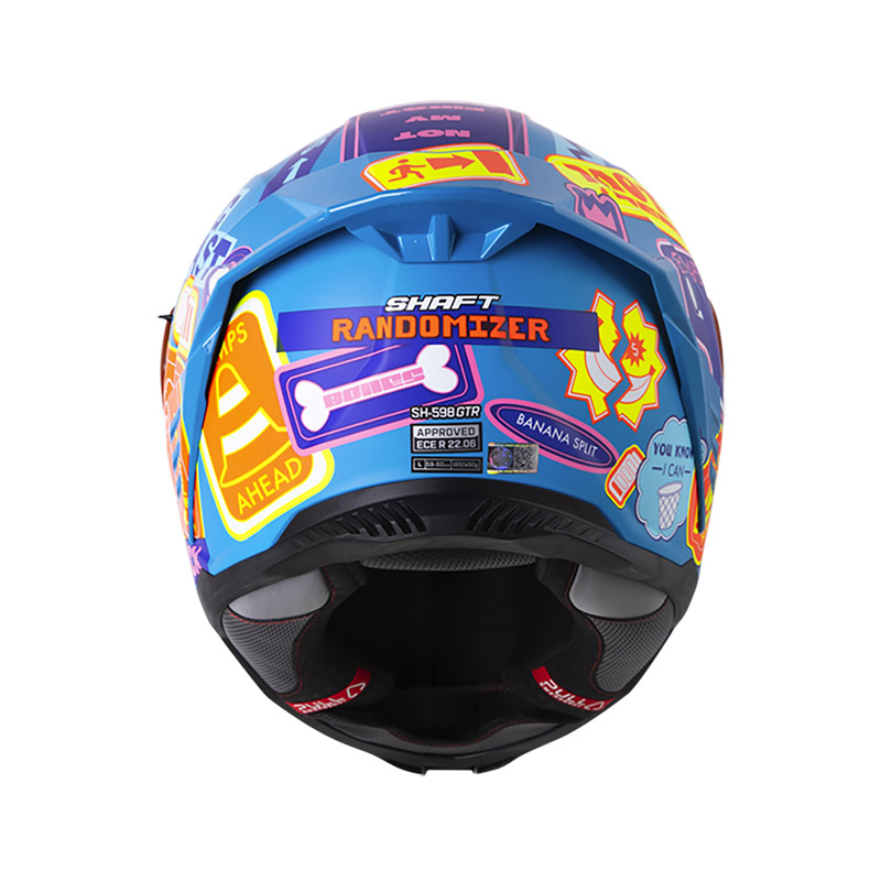 CASCO INTEGRAL SHAFT SH598GTR RANDOMIZER AZUL NARANJADO MATE