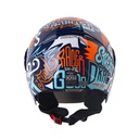 CASCO ABIERTO SHAFT SH212 RACER AZUL OSCURO NARANJADO BRILLO VISOR AZUL
