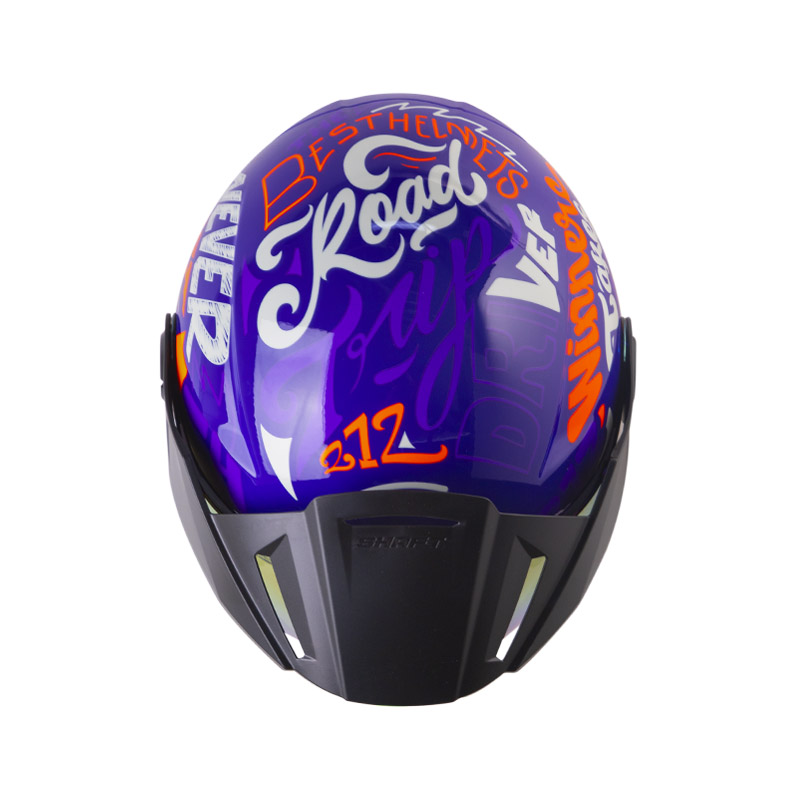 CASCO ABIERTO SHAFT SH212 RACER MORADO AZUL CLARO BRILLO VISOR MORADO