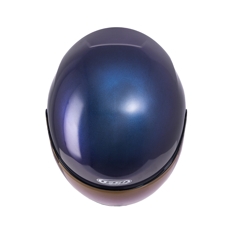 CASCO ABIERTO TECH T10 SOLID CAMALEON BRILLO VISOR AZUL