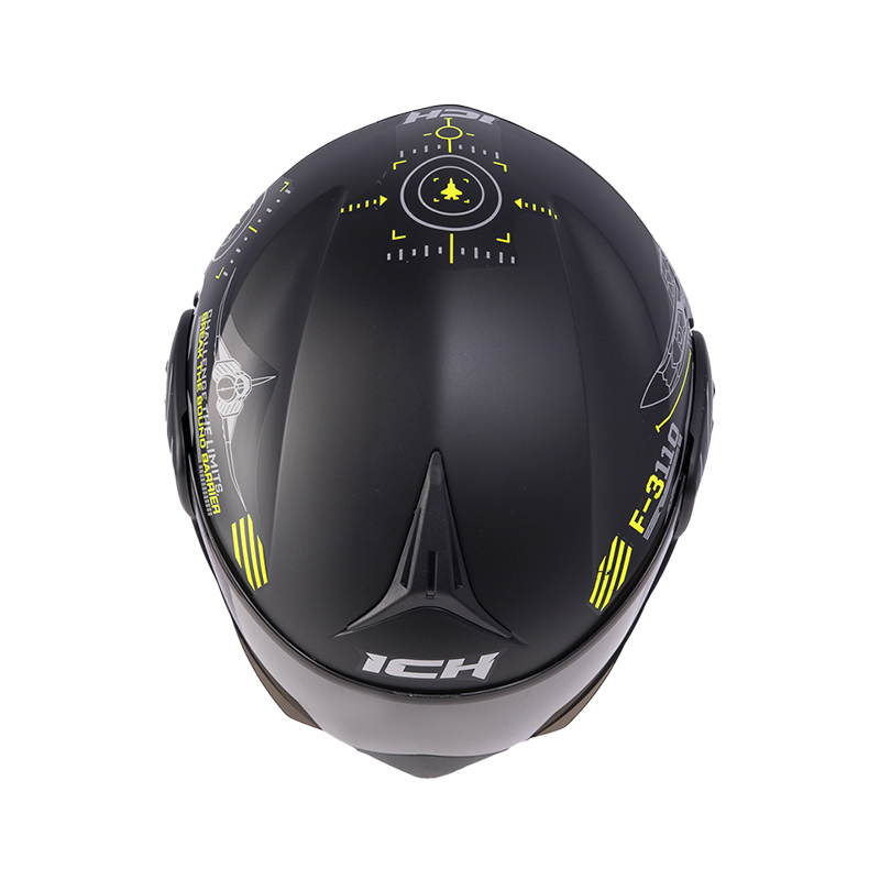 CASCO ABATIBLE ICH 3110DOT DOBLE VISOR AIR FORZA NEGRO AMARILLO MATE VISOR NEGRO