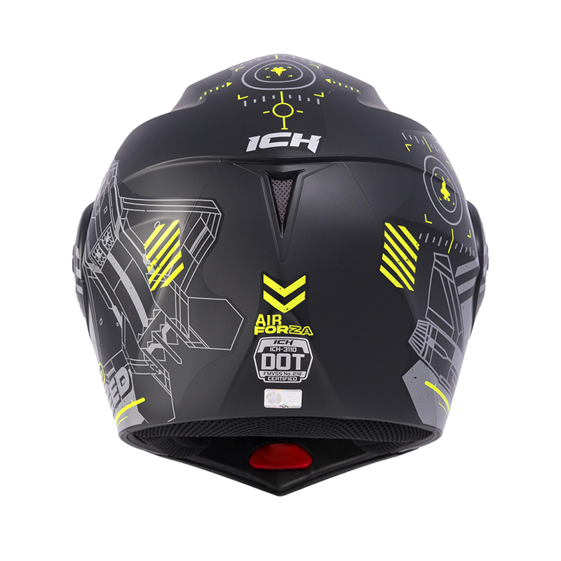 CASCO ABATIBLE ICH 3110DOT DOBLE VISOR AIR FORZA NEGRO AMARILLO VISOR DORADO