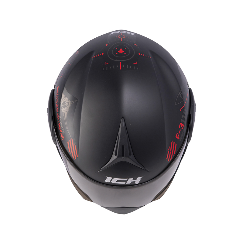 CASCO ABATIBLE ICH 3110DOT DOBLE VISOR AIR FORZA NEGRO ROJO MATE VISOR NEGRO