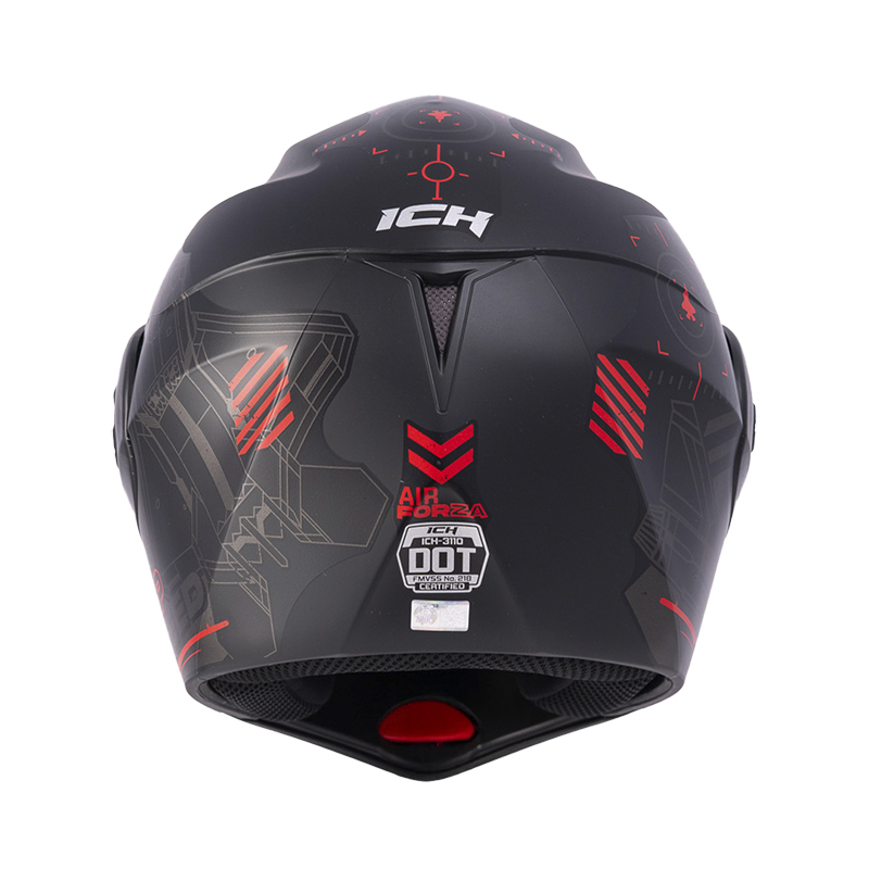 CASCO ABATIBLE ICH 3110DOT DOBLE VISOR AIR FORZA NEGRO ROJO MATE VISOR NEGRO