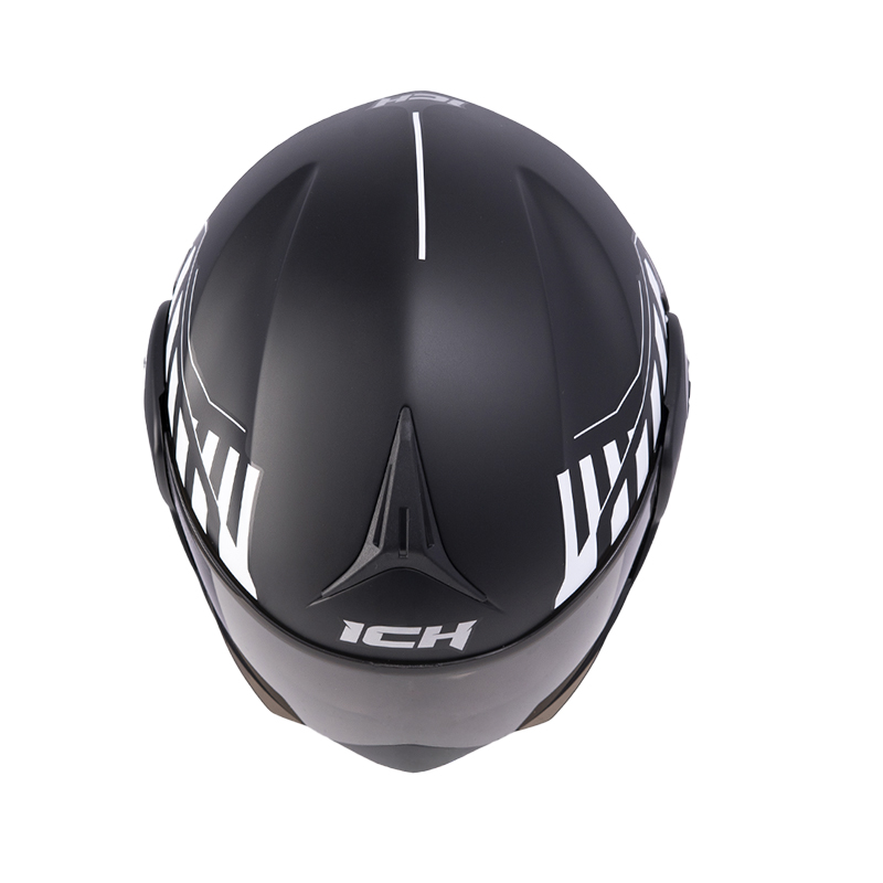 CASCO ABATIBLE ICH 3110DOT DOBLE VISOR CICU NEGRO BLANCO MATE VISOR NEGRO