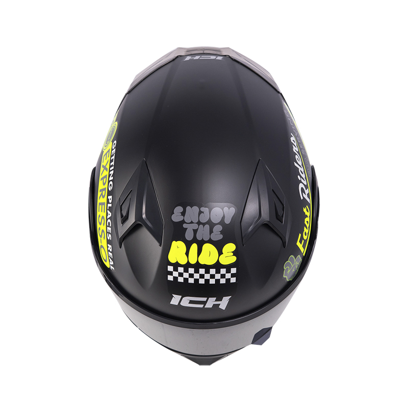CASCO ABATIBLE ICH 3120 DOBLE VISOR FIFTIES NEGRO AMARILLO MATE VISOR NEGRO