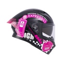CASCO ABATIBLE ICH 3120 DOBLE VISOR FIFTIES NEGRO FUCSIA BRILLO VISOR TRANSPARENTE