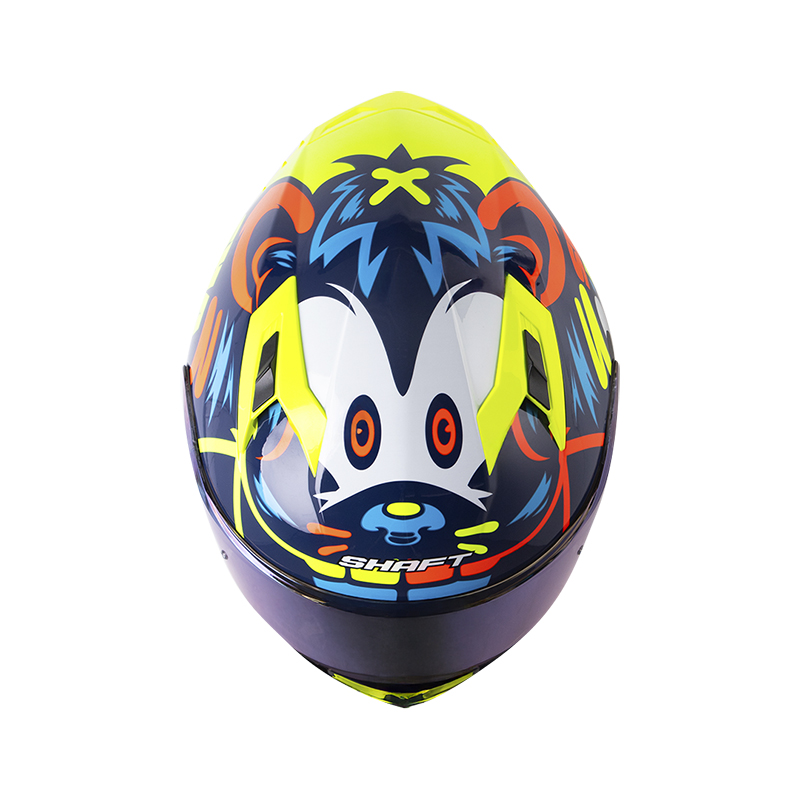 CASCO INTEGRAL SHAFT 522 BEARTY AZUL OSCURO NARANJA BRILLO