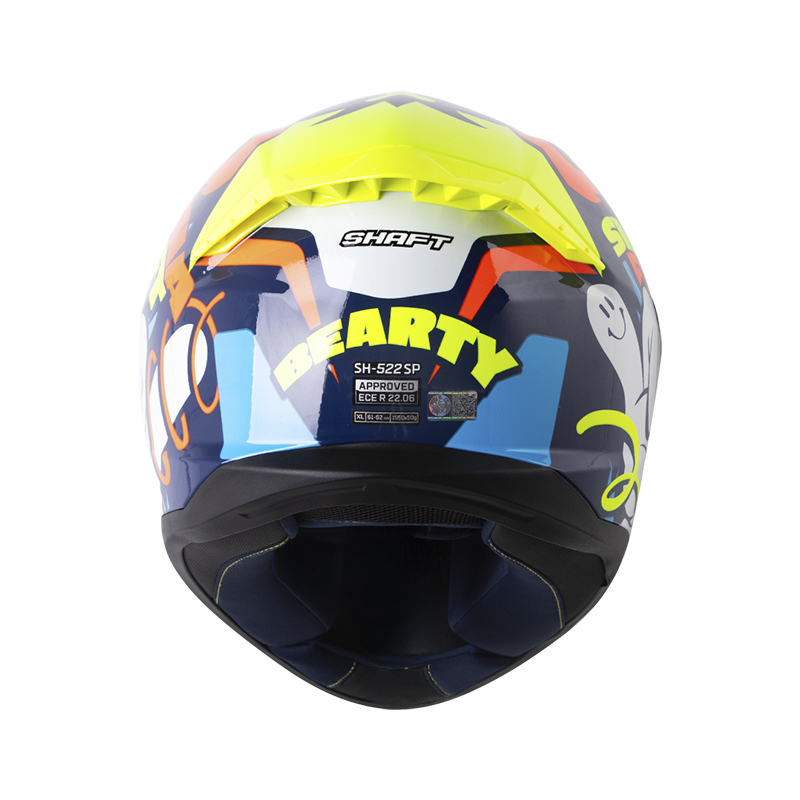 CASCO INTEGRAL SHAFT 522 BEARTY AZUL OSCURO NARANJA BRILLO