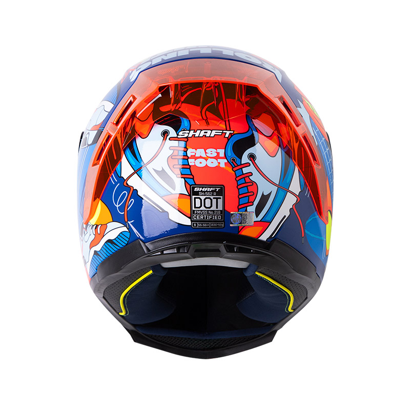 CASCO INTEGRAL SHAFT 562 R FAST FOOT AZUL OSCURO NARANJA BRILLO