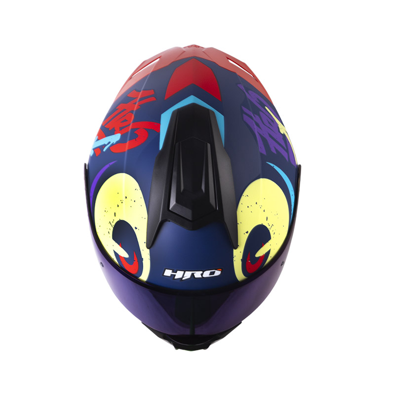 CASCO ABATIBLE HRO 3480 EVO DOBLE VISOR LETTER FACE AZUL OSCURO MORADO