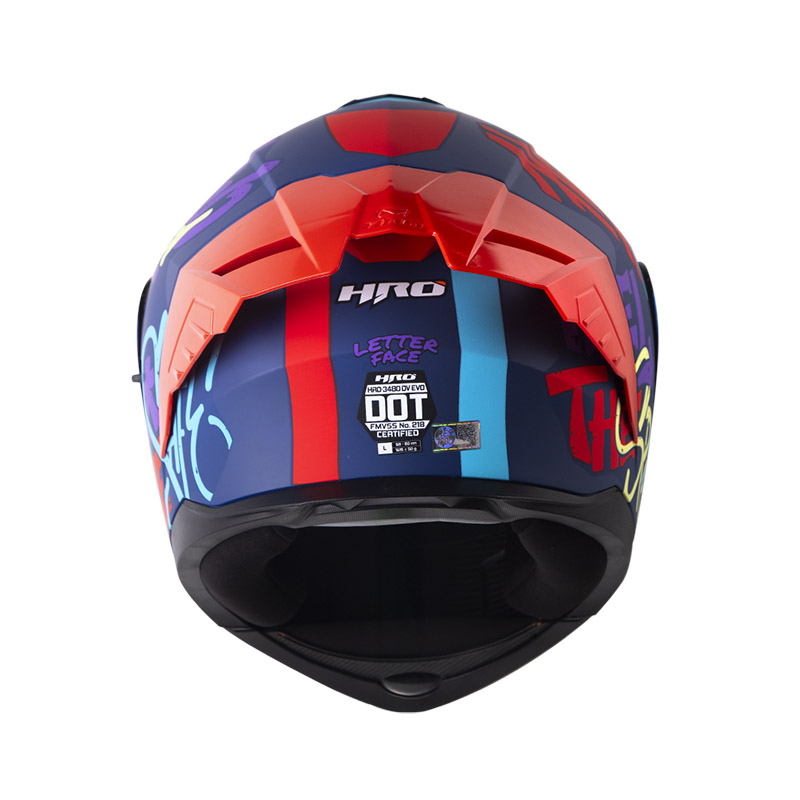 CASCO ABATIBLE HRO 3480 EVO DOBLE VISOR LETTER FACE AZUL OSCURO MORADO