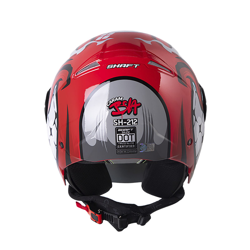 CASCO ABIERTO SHAFT SH212 CARAMBOLA ROJO GRIS BRILLO