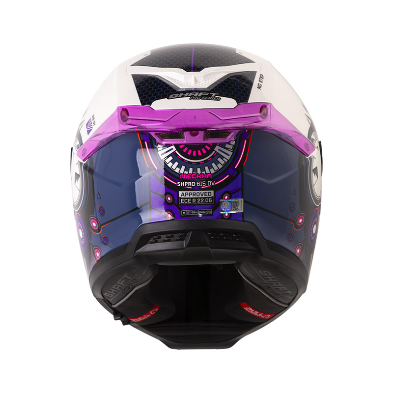 CASCO INTEGRAL SHAFT PRO 615 DOBLE VISOR MECKHA BLANCO PERLA MORADO BRILLO