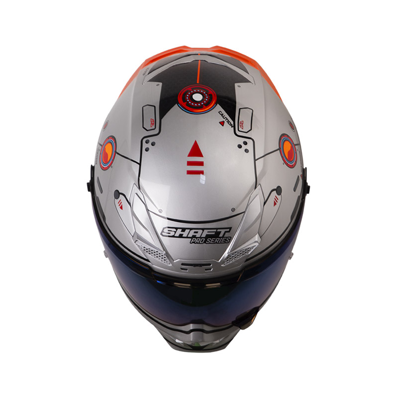 CASCO INTEGRAL SHAFT PRO 615 DOBLE VISOR MECKHA CROMADO NARANJA BRILLO