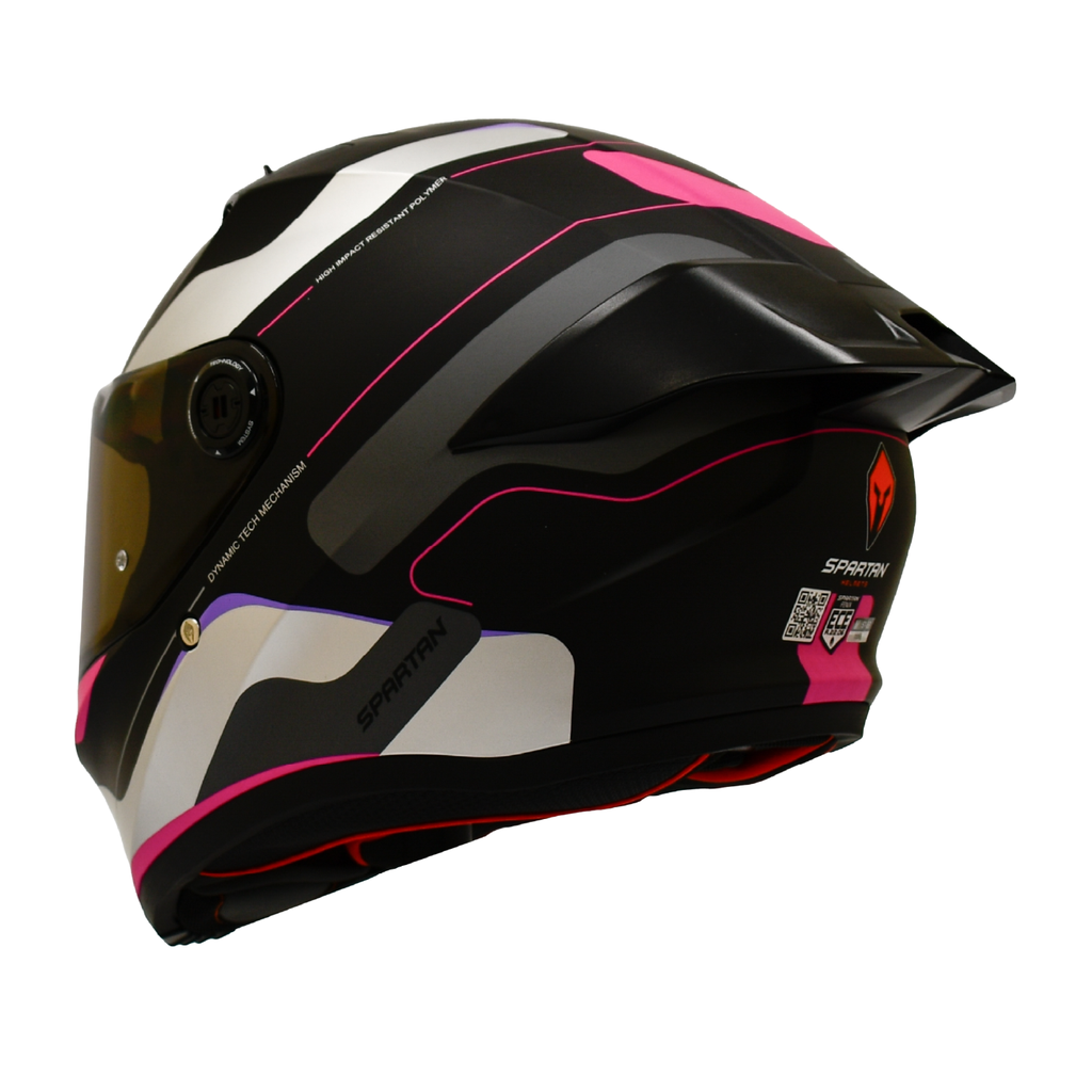 CASCO INTEGRAL SPARTAN FENIX ORK NEGRO ROSADO MATE