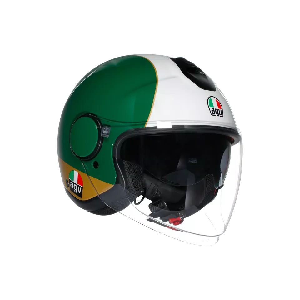 CASCO ABIERTO AGV ETERES AGO 1 VERDE BLANCO ROJO BRILLO