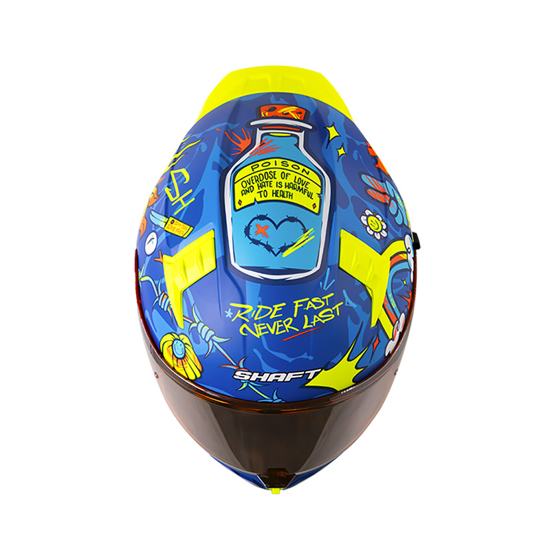 CASCO INTEGRAL SHAFT 504 DOBLE VISOR LOVE AND HATE AZUL AZUL MATE