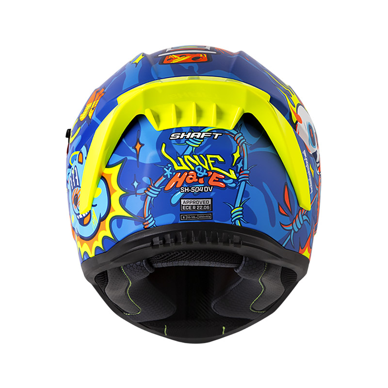 CASCO INTEGRAL SHAFT 504 DOBLE VISOR LOVE AND HATE AZUL AZUL MATE