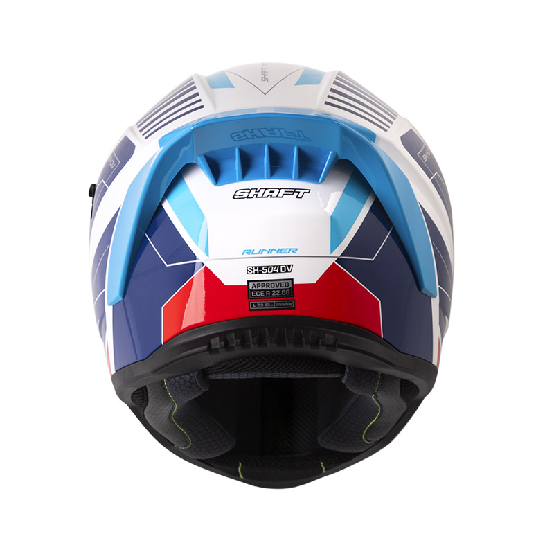 CASCO INTEGRAL SHAFT 504 DOBLE VISOR RUNNER BLANCO AZUL BRILLO | CASCOS ...