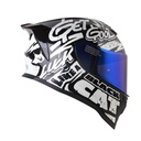 CASCO INTEGRAL HRO 506SP BLACK CAT NEGRO BLANCO BRILLO