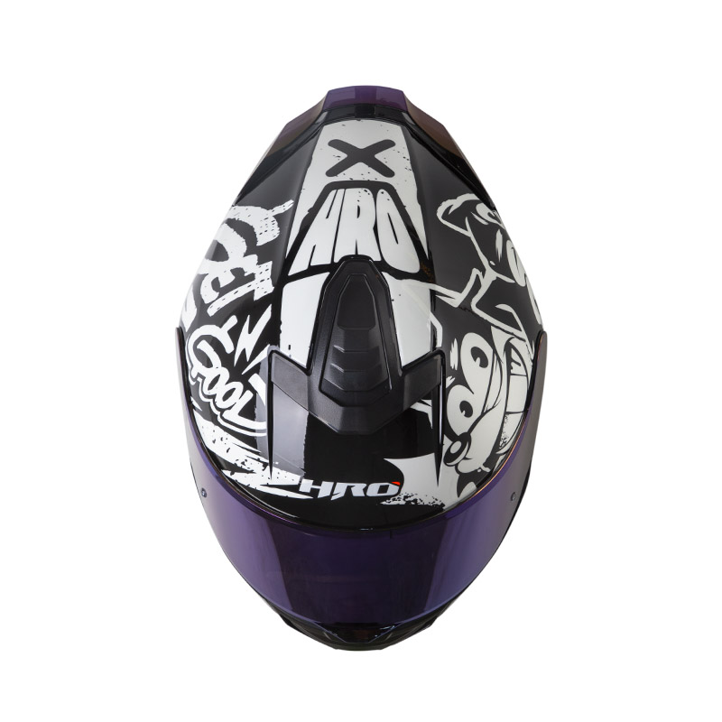 CASCO INTEGRAL HRO 506SP BLACK CAT NEGRO BLANCO BRILLO