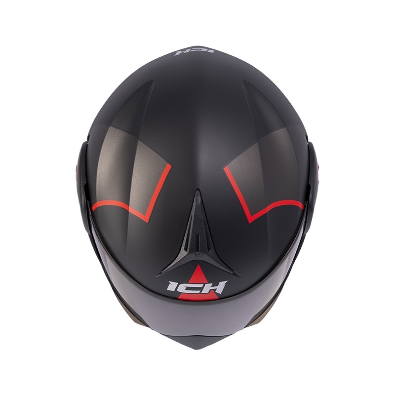 CASCO ABATIBLE ICH 3110 DOBLE VISOR SOUL NEGRO ROJO MATE VISOR NEGRO
