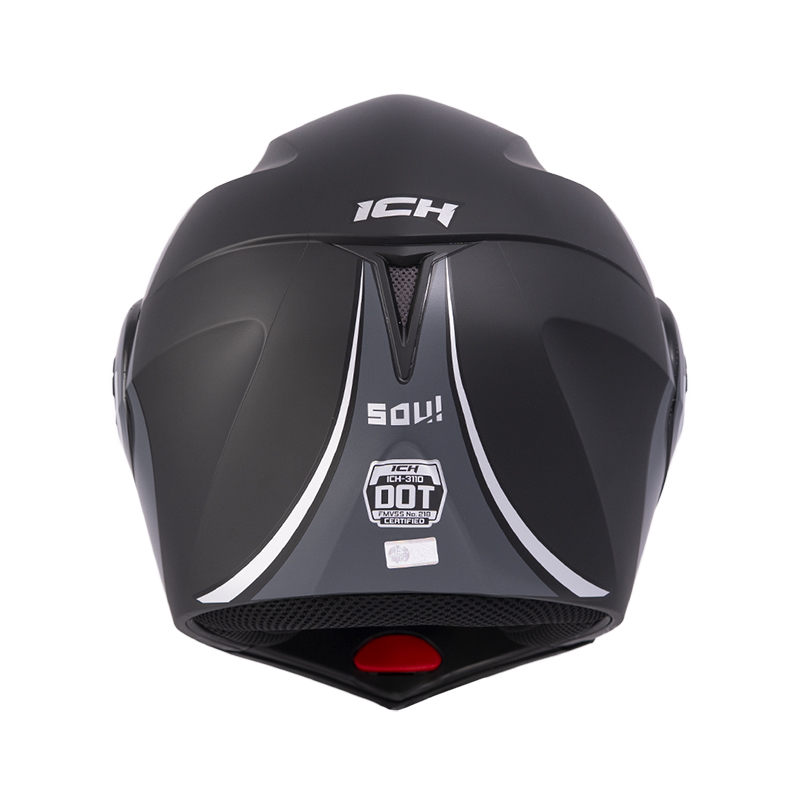 CASCO ABATIBLE ICH 3110 DOBLE VISOR SOUL NEGRO SILVER MATE VISOR SILVER